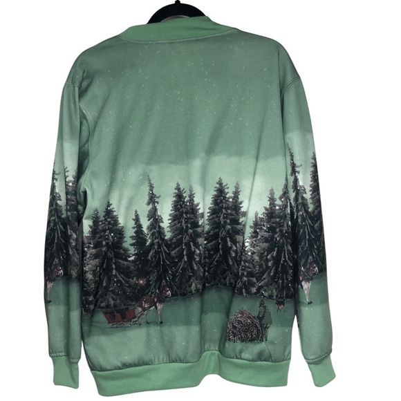 Vintage BLAIR Sweatshirt/Jacket Full Graphic Print Crewneck Button Up Sz Med - Picture 2 of 13